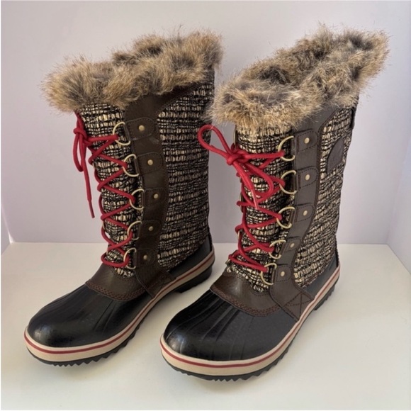 Sorel Shoes - Sorel Tofino II Winter Boots Snow Shoes Leather Brown Black Red Womens Size 8.5